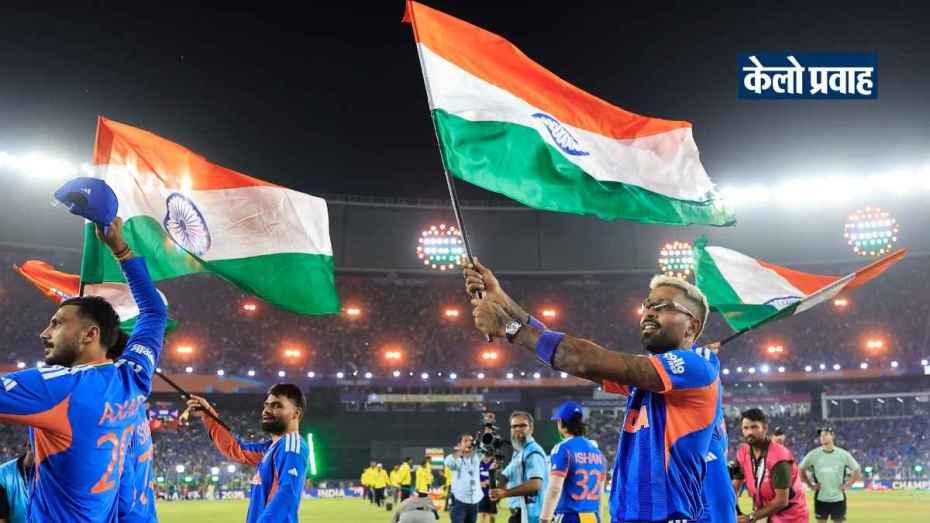 India players celebrate victory with tricolor after winning T20 World Cup Final