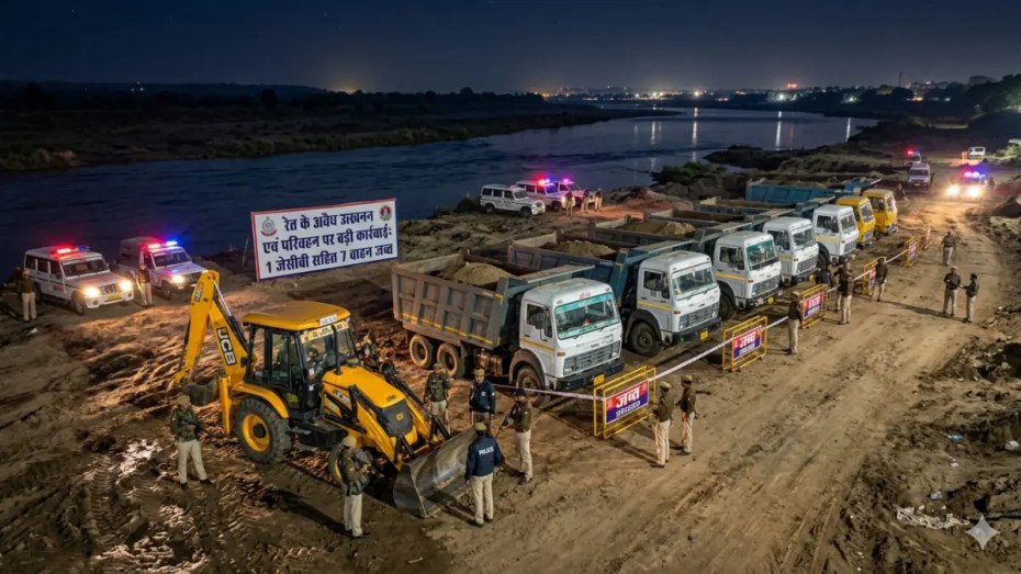 Illegal mining and transportation of sand